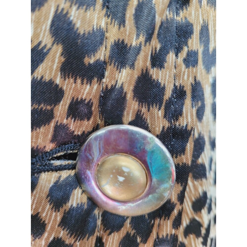 Vintage Jade of the East Jacket Leopard Print Pockets Button Light Weight - Picture 13 of 16